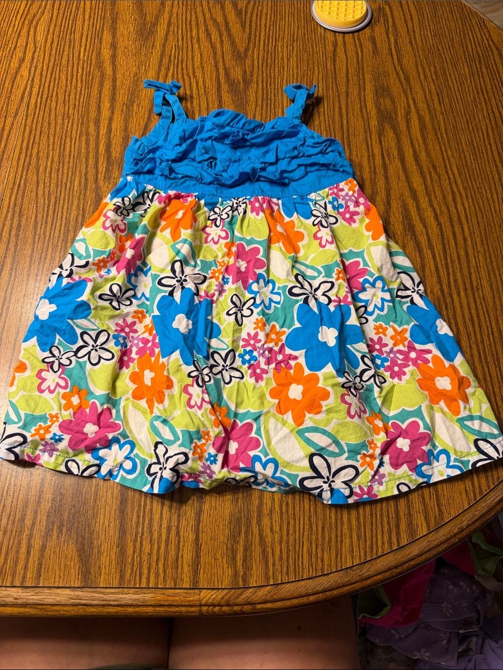 okie dokie Bright Turquoise Top with Multicolor Logo